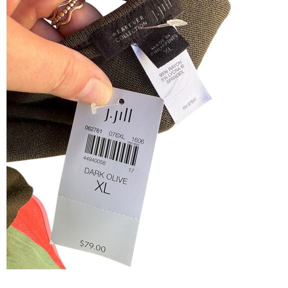 New NWT Dark Olive J.Jill Wearever Side Slit Boho Flowy Tank Maxi Dress - XL - Picture 7 of 8